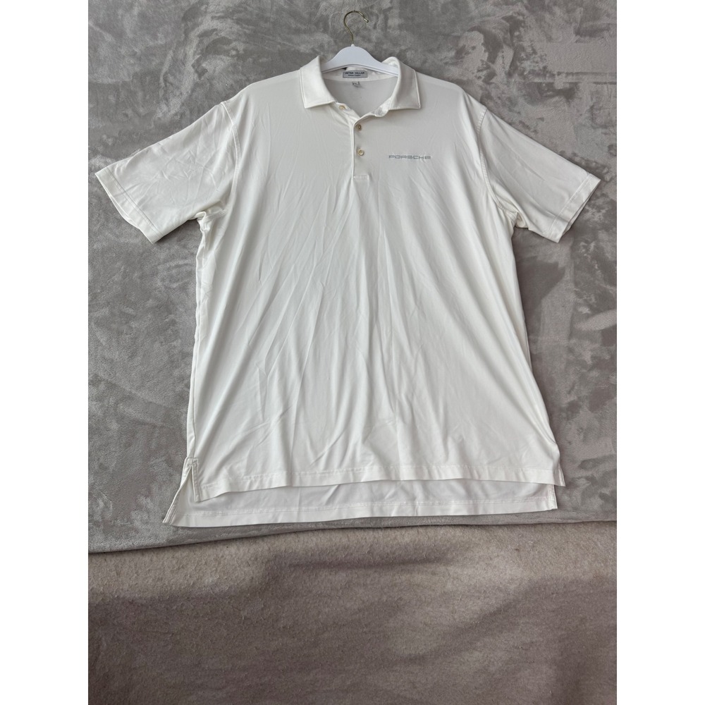 Peter Millar Summer Comfort Porsche Polo Shirt White Mens XL Short Sleeve